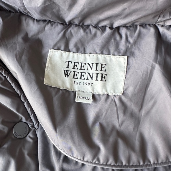 TEENIE WEENIE LONG PUFFER DOWN COAT PARKA HOODED REAL FUR LIGHT GRAY INSULATED M - Picture 4 of 16